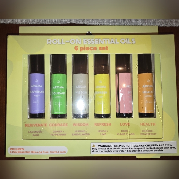 Essential Oils Roll-On Set - Rejuvenate, Courage, Wisdom, Refresh, Love, Health - Picture 1 of 2
